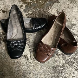 Life Stride Diverse Flats-black and brown loafers size 9.5